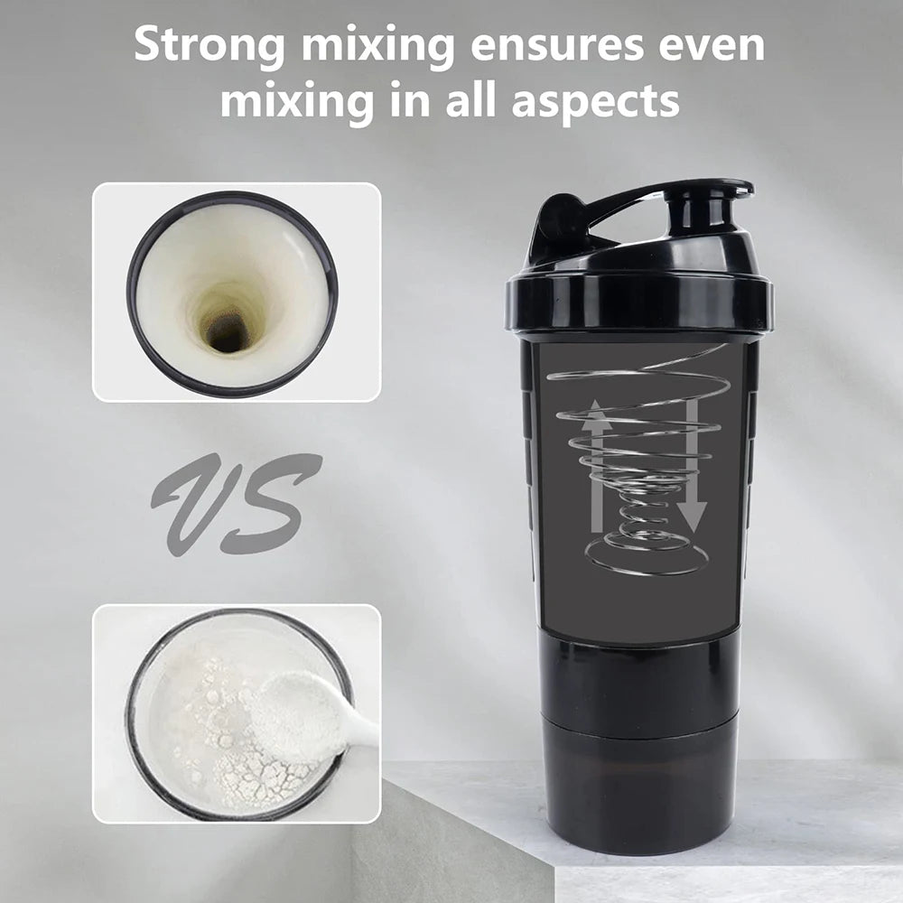 3-Layer Protein Shaker Bottle – Gym & Fitness Mixer