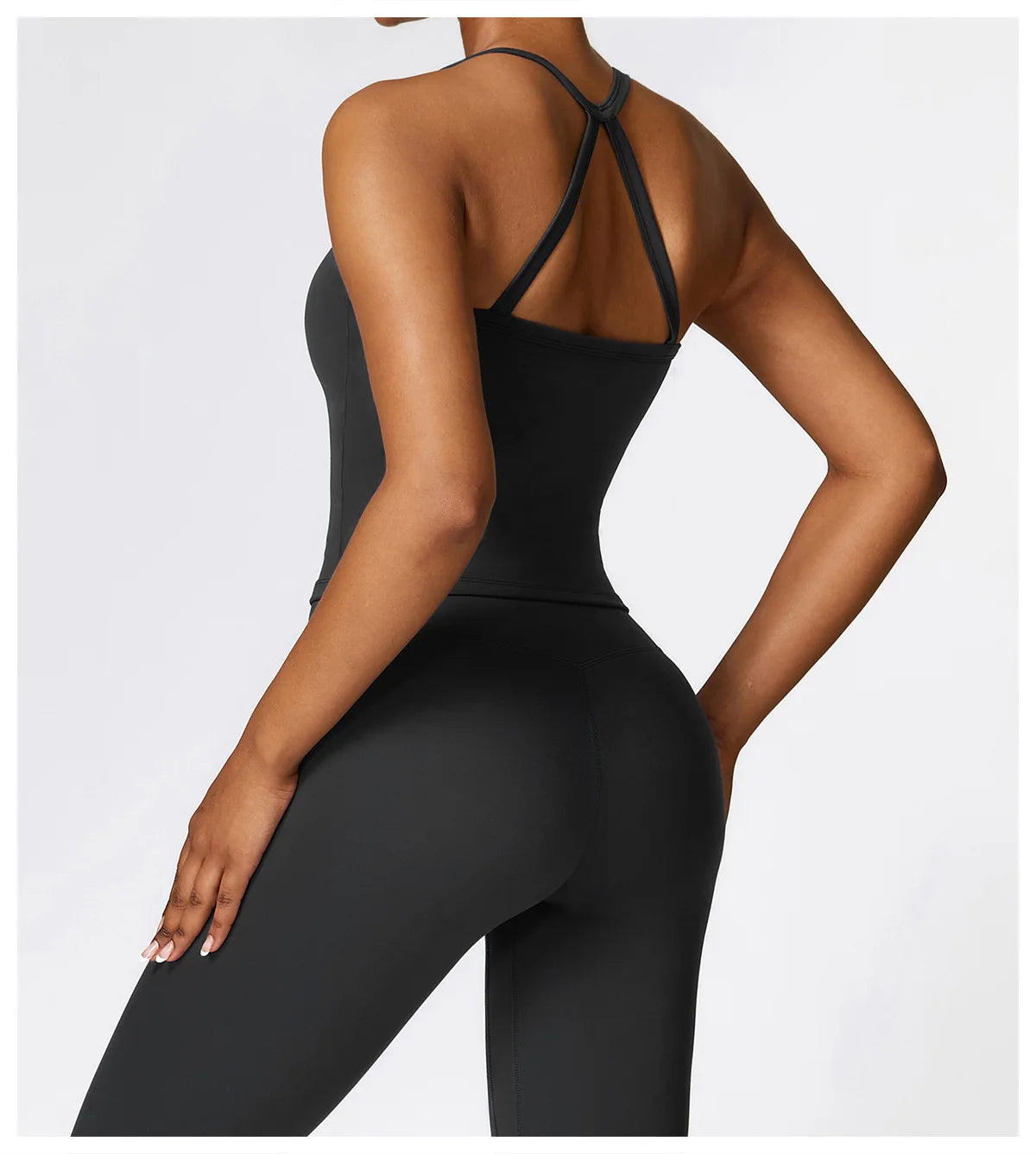 Conjunto de yoga de 2 piezas sin costuras para mujer: top corto de manga larga y leggings de cintura alta para entrenamiento