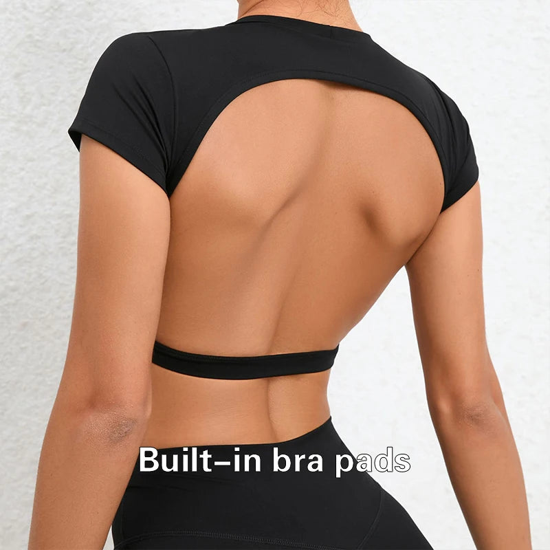 Women's Breathable Backless Sports Crop Top