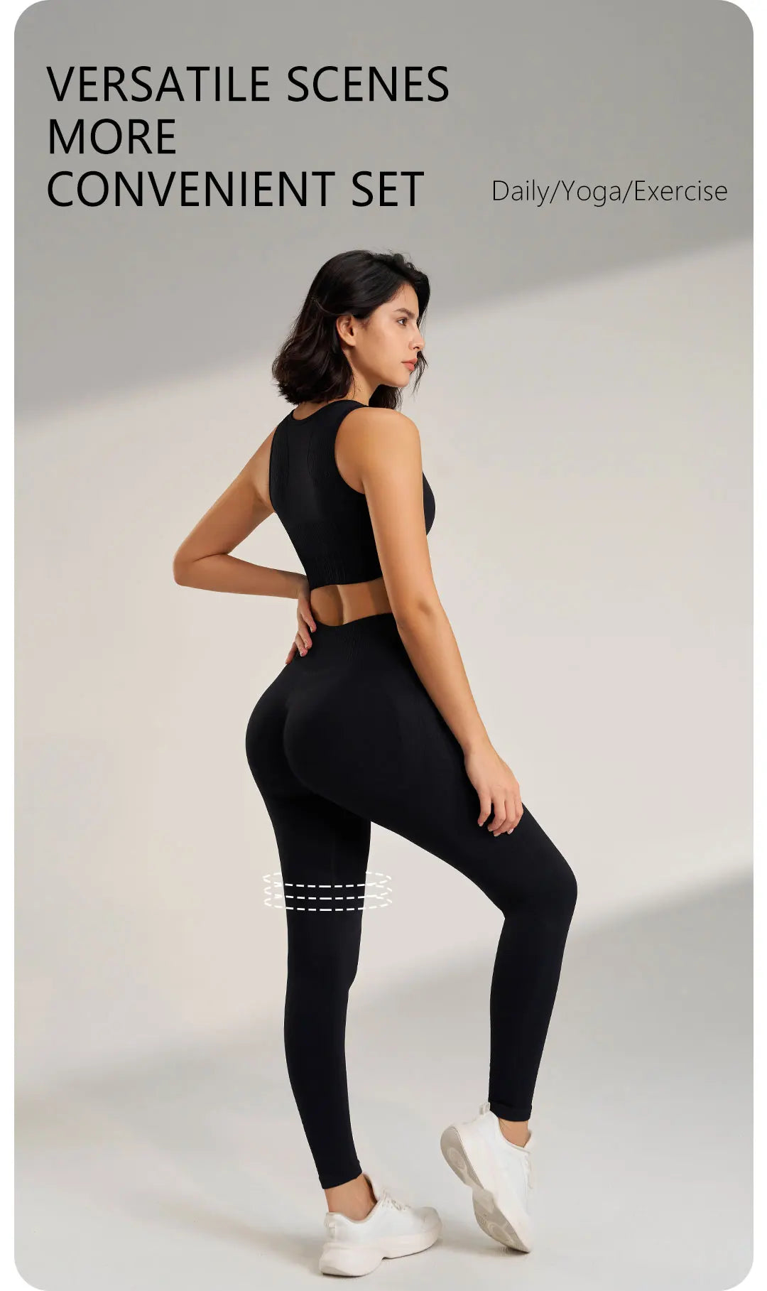 Conjunto de yoga sin costuras para mujer: leggings de cintura alta y camiseta de entrenamiento