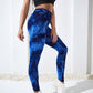 Pantalones de yoga con efecto tie dye para mujer, leggings push-up de cintura alta sin costuras para fitness