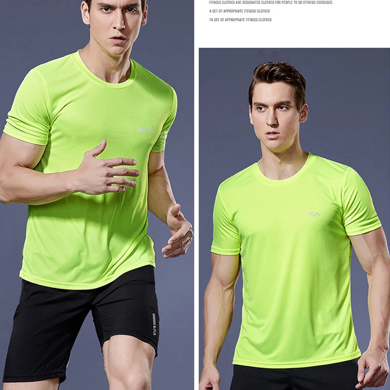 Camiseta de gimnasio de secado rápido para hombre: manga corta, para correr, para culturismo, de gran tamaño