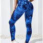 Pantalones de yoga con efecto tie dye para mujer, leggings push-up de cintura alta sin costuras para fitness