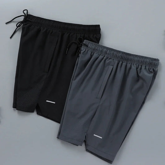 Pantalones deportivos de seda de hielo para correr, gimnasio, entrenamiento, ropa deportiva, pantalones cortos para hombre