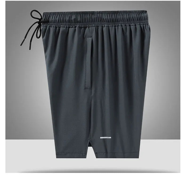 Pantalones deportivos de seda de hielo para correr, gimnasio, entrenamiento, ropa deportiva, pantalones cortos para hombre