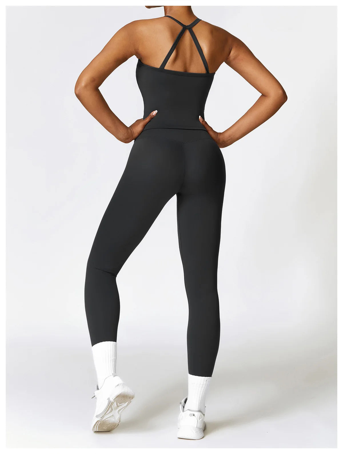 Conjunto de yoga de 2 piezas sin costuras para mujer: top corto de manga larga y leggings de cintura alta para entrenamiento