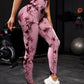 Pantalones de yoga con efecto tie dye para mujer, leggings push-up de cintura alta sin costuras para fitness