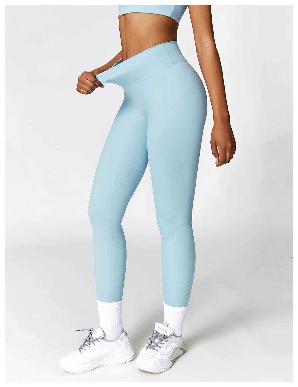 Conjunto de yoga de 2 piezas sin costuras para mujer: top corto de manga larga y leggings de cintura alta para entrenamiento