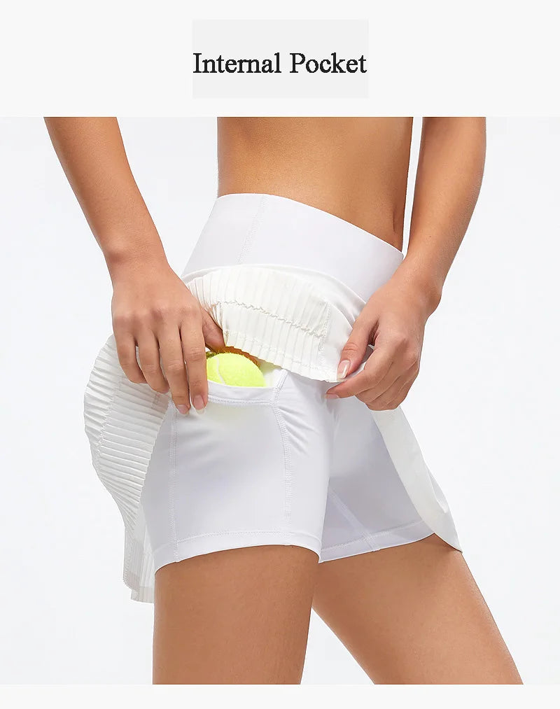 Falda de tenis para mujer, falda de fitness, pantalones cortos para correr, ropa de golf, con bolsillo