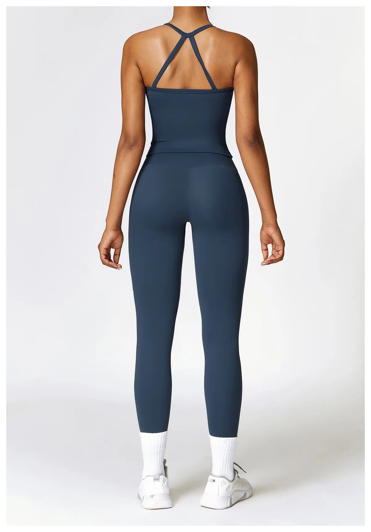 Conjunto de yoga de 2 piezas sin costuras para mujer: top corto de manga larga y leggings de cintura alta para entrenamiento