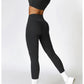 Conjunto de yoga de 2 piezas sin costuras para mujer: top corto de manga larga y leggings de cintura alta para entrenamiento