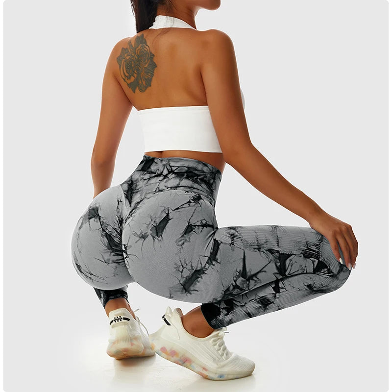 Women's High-Waist Tie-Dye Seamless Leggings