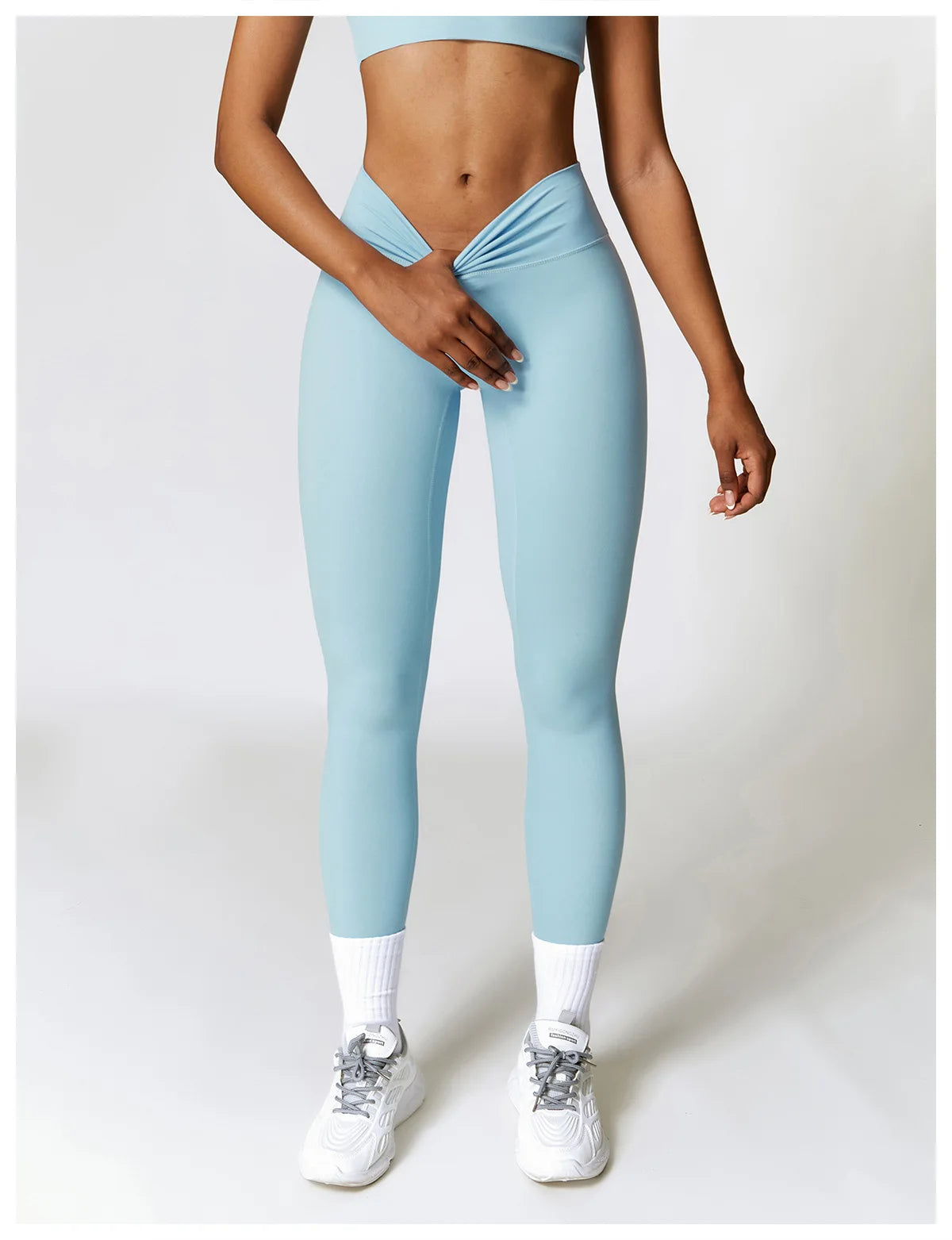 Conjunto de yoga de 2 piezas sin costuras para mujer: top corto de manga larga y leggings de cintura alta para entrenamiento