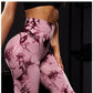 Pantalones de yoga con efecto tie dye para mujer, leggings push-up de cintura alta sin costuras para fitness