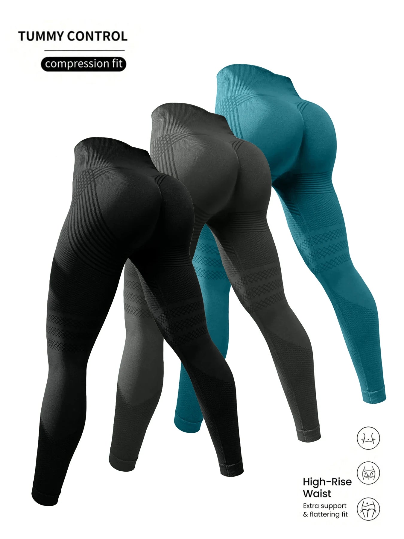 Pantalones de yoga deportivos de 3 piezas para mujer, leggings de cintura alta y levantamiento de cadera