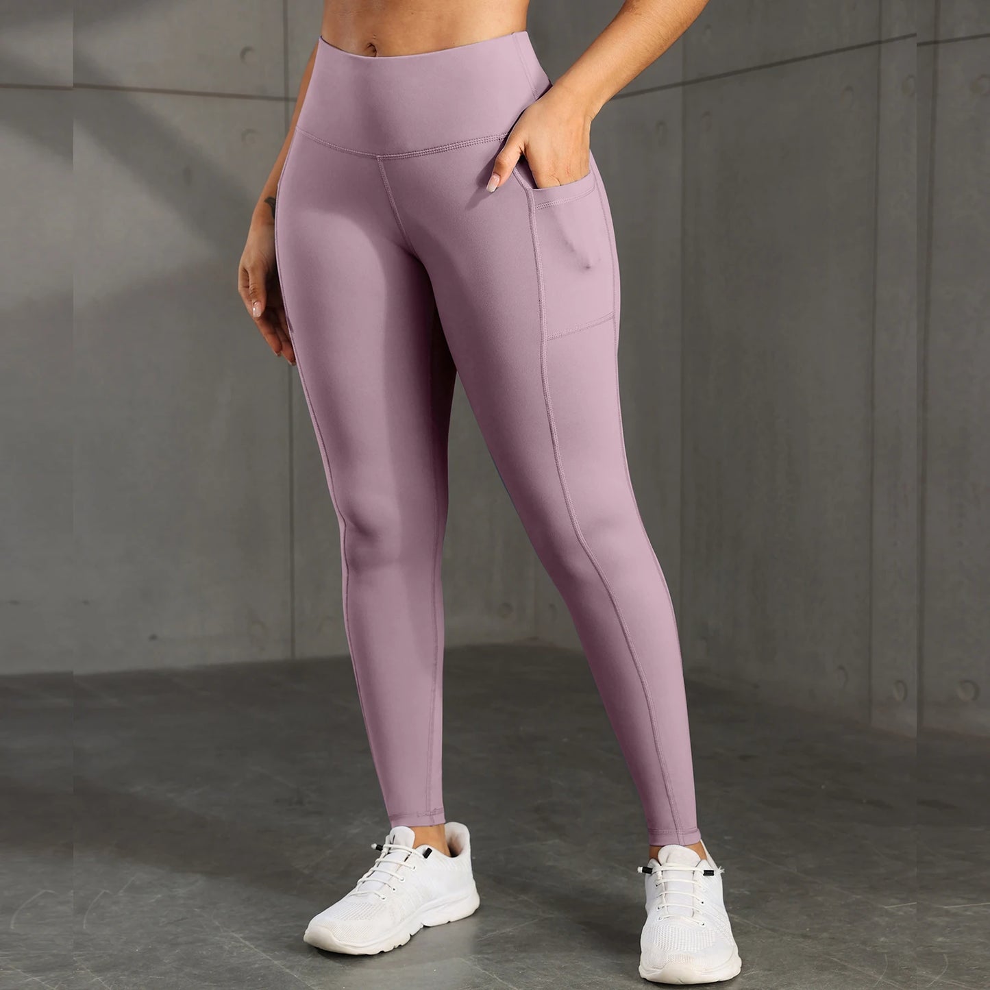 Pantalones de yoga de cintura alta para mujer: control de abdomen, levantamiento de glúteos, bolsillos, entrenamiento