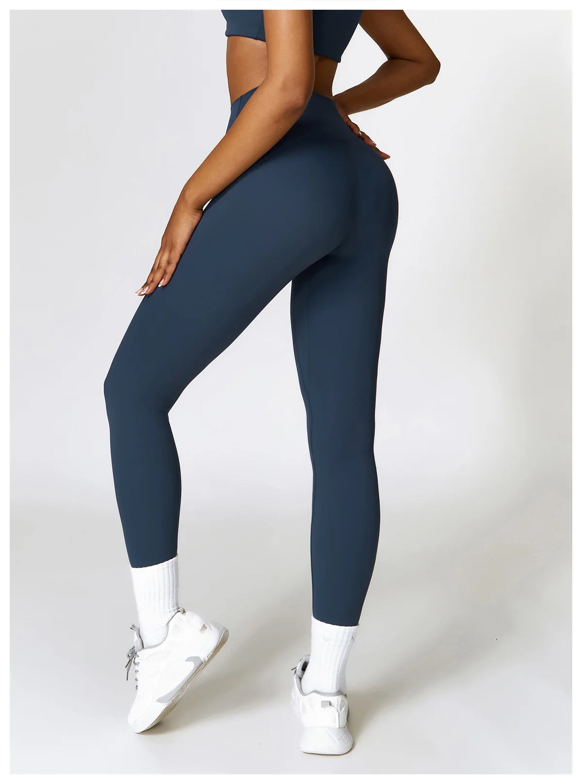 Conjunto de yoga de 2 piezas sin costuras para mujer: top corto de manga larga y leggings de cintura alta para entrenamiento