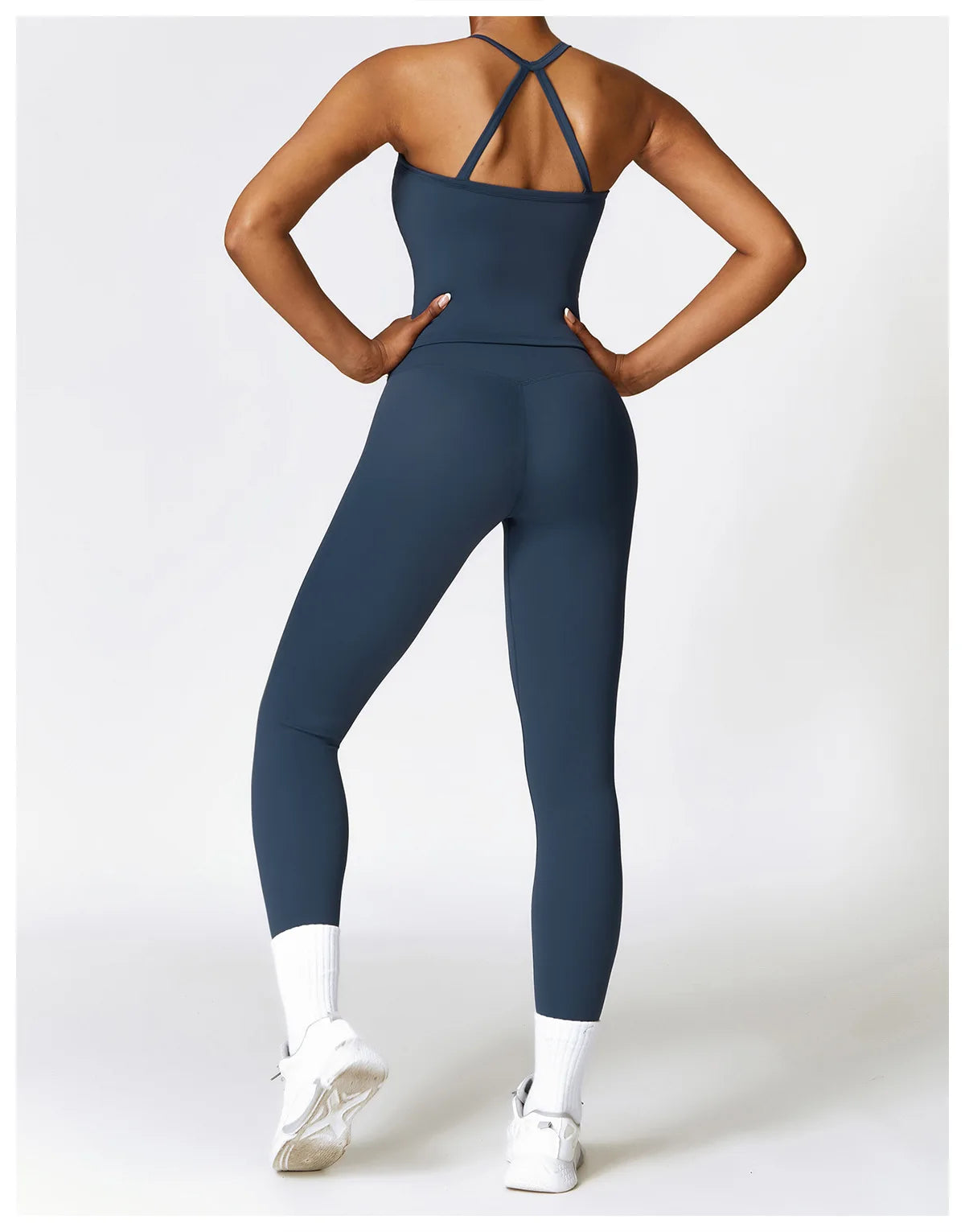 Conjunto de yoga de 2 piezas sin costuras para mujer: top corto de manga larga y leggings de cintura alta para entrenamiento