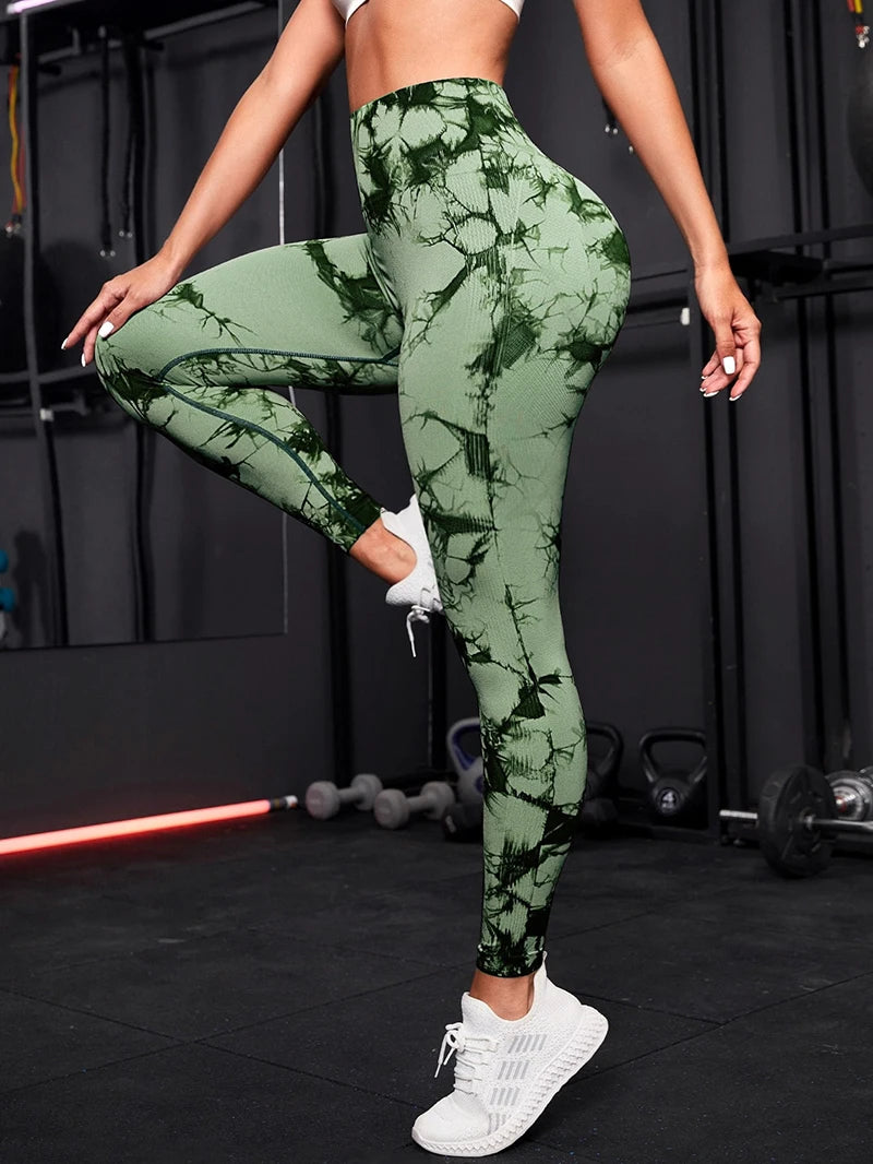 Women's High-Waist Tie-Dye Seamless Leggings