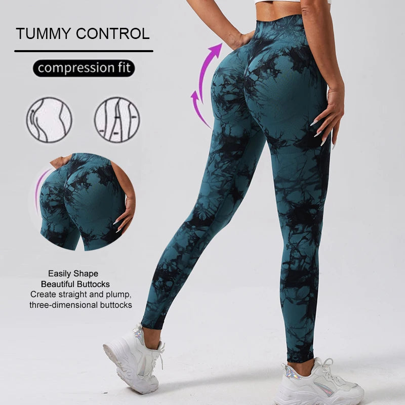 Women's High-Waist Tie-Dye Seamless Leggings