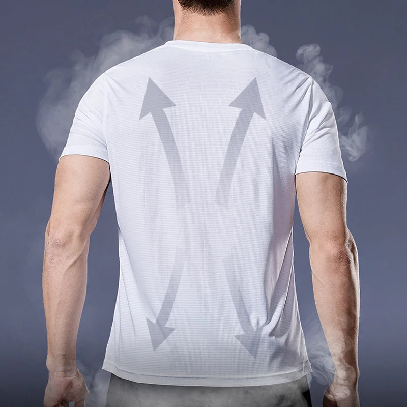 Camiseta de gimnasio de secado rápido para hombre: manga corta, para correr, para culturismo, de gran tamaño