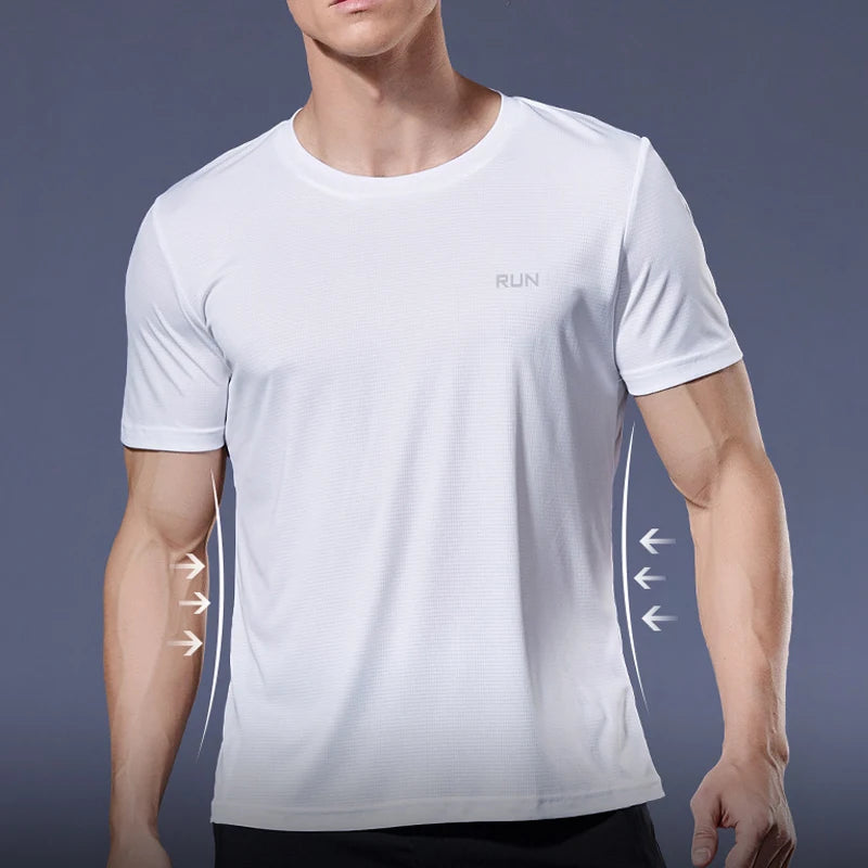 Camiseta de gimnasio de secado rápido para hombre: manga corta, para correr, para culturismo, de gran tamaño