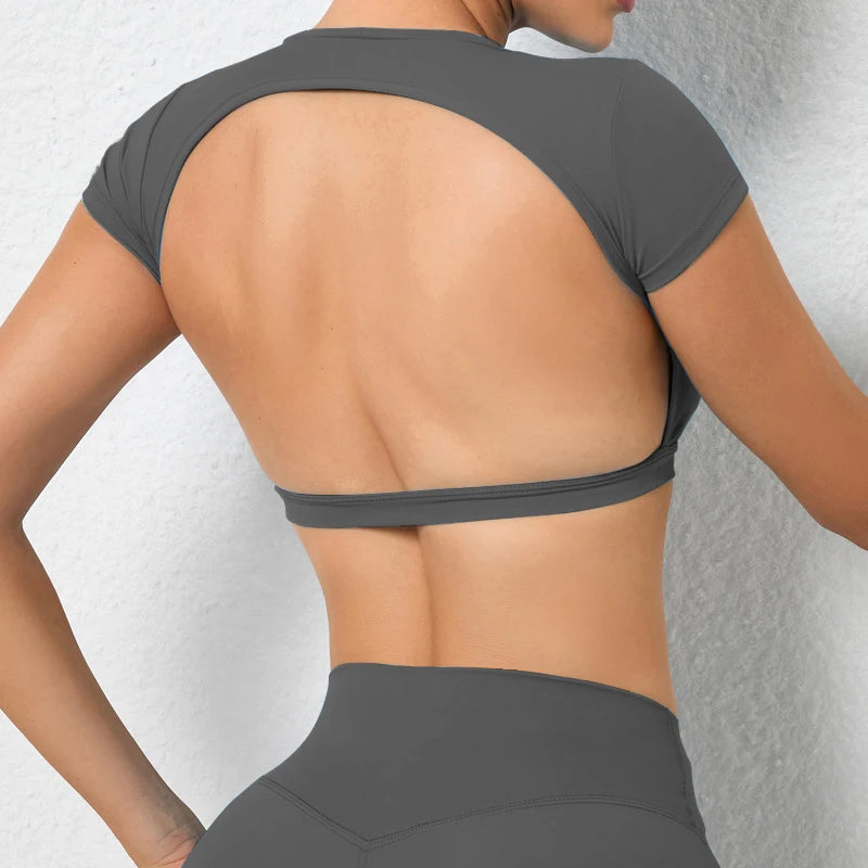 Women's Breathable Backless Sports Crop Top