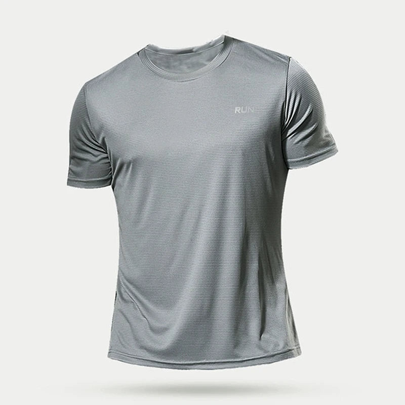 Camiseta de gimnasio de secado rápido para hombre: manga corta, para correr, para culturismo, de gran tamaño