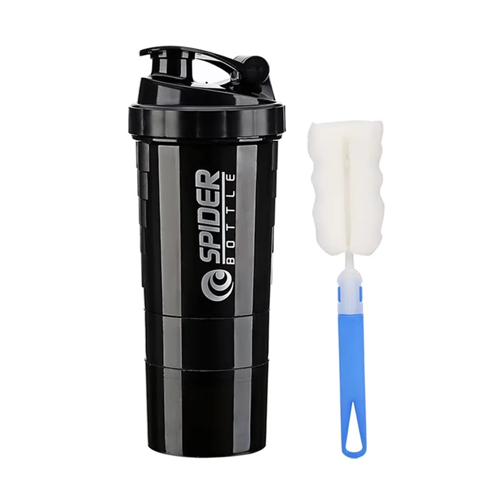 3-Layer Protein Shaker Bottle – Gym & Fitness Mixer