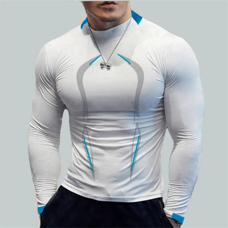 Camiseta de compresión para hombre para gimnasio: manga larga, secado rápido, para correr y hacer ejercicio