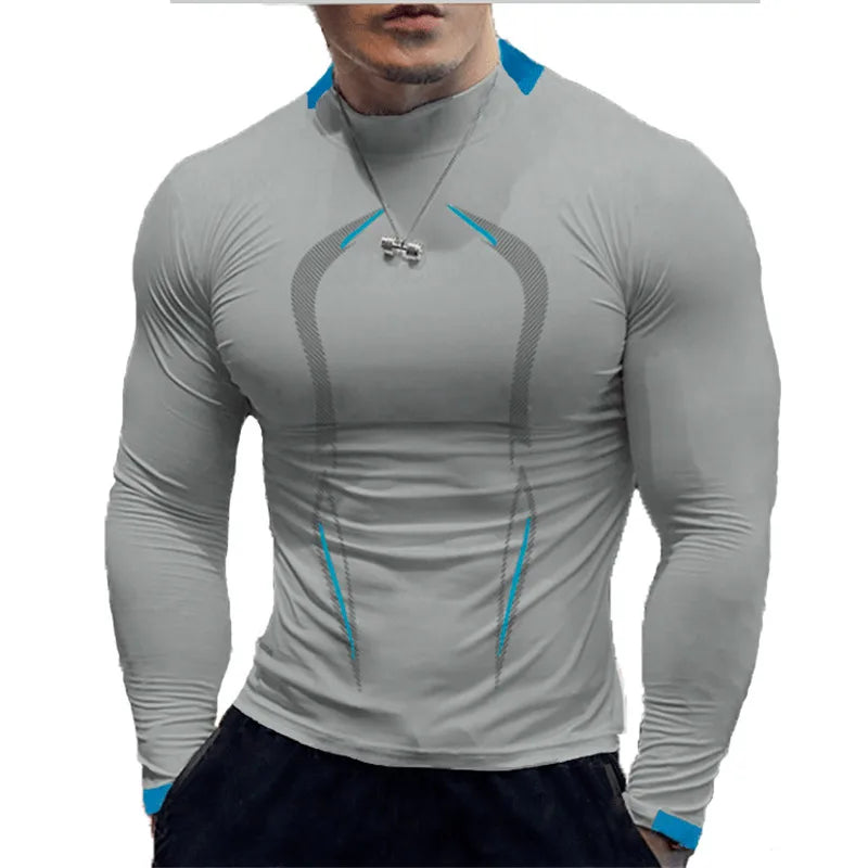 Camiseta de compresión para hombre para gimnasio: manga larga, secado rápido, para correr y hacer ejercicio