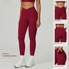 High-Waist Crossover Yoga Leggings for Women – All Season
